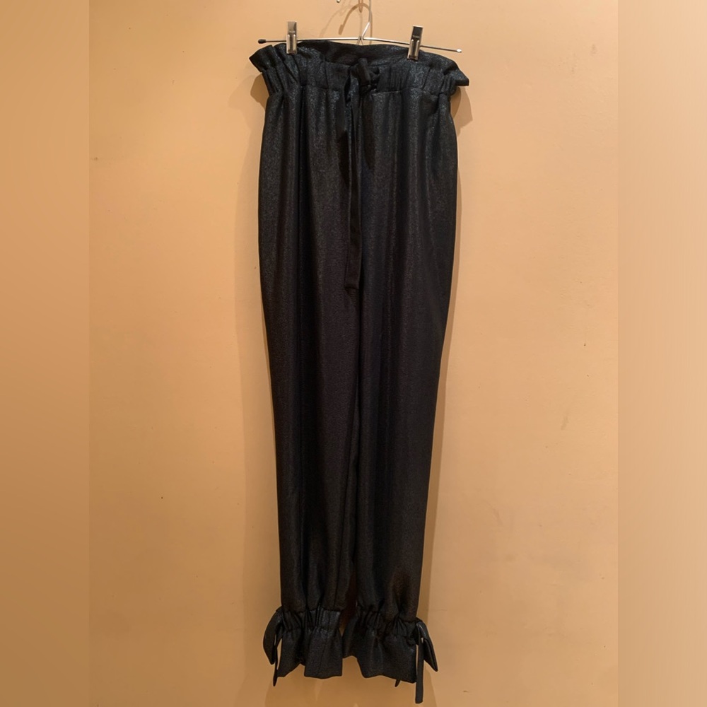 ZARA Size Small Fits Medium And Large High Waisted Paper Bag Pants Tie Waist